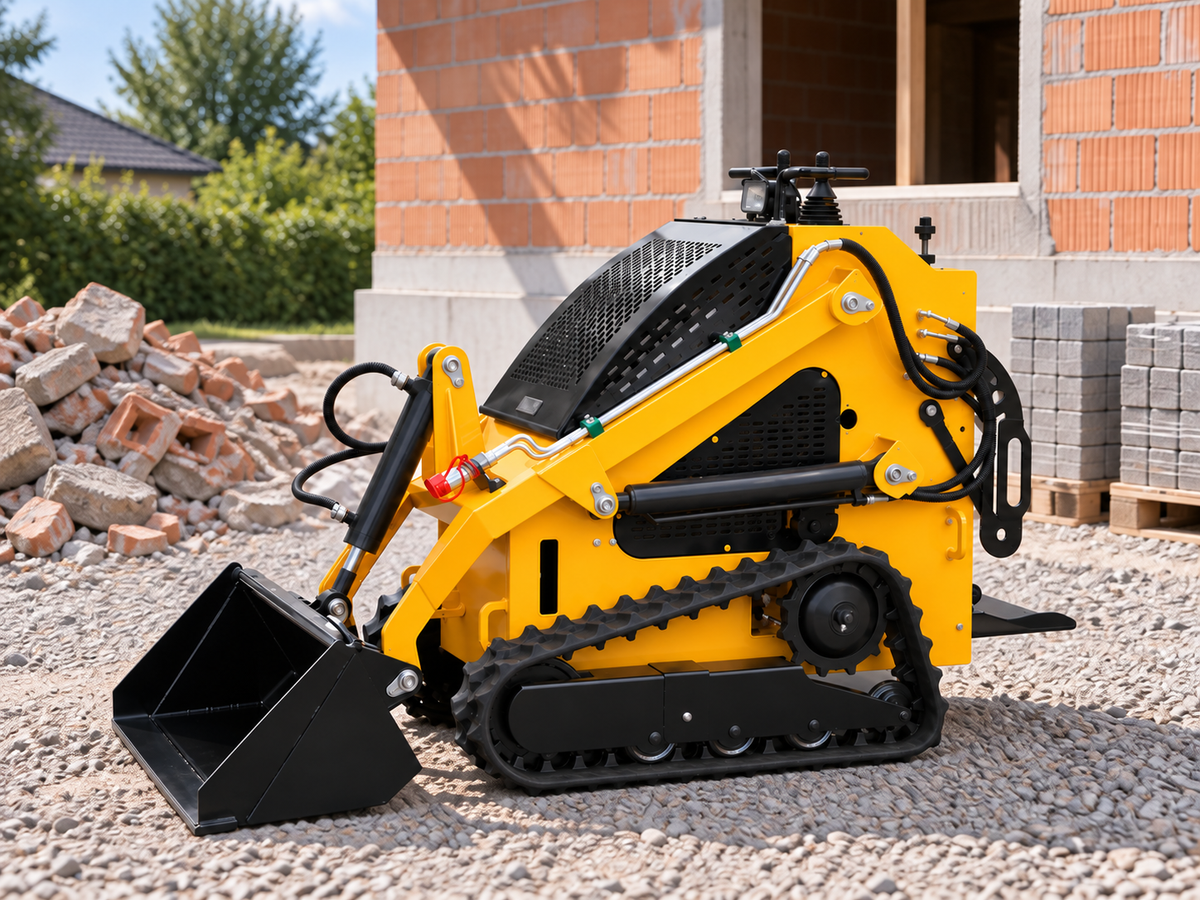 T360 compact tracked skid steer loader at a renovation site
