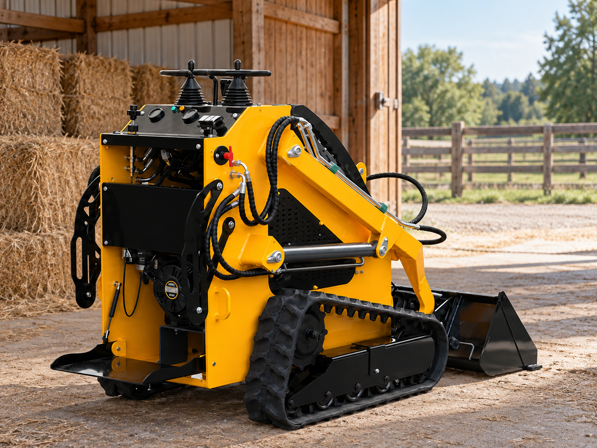 T360 mini skid steer loader for farm and barn maintenance